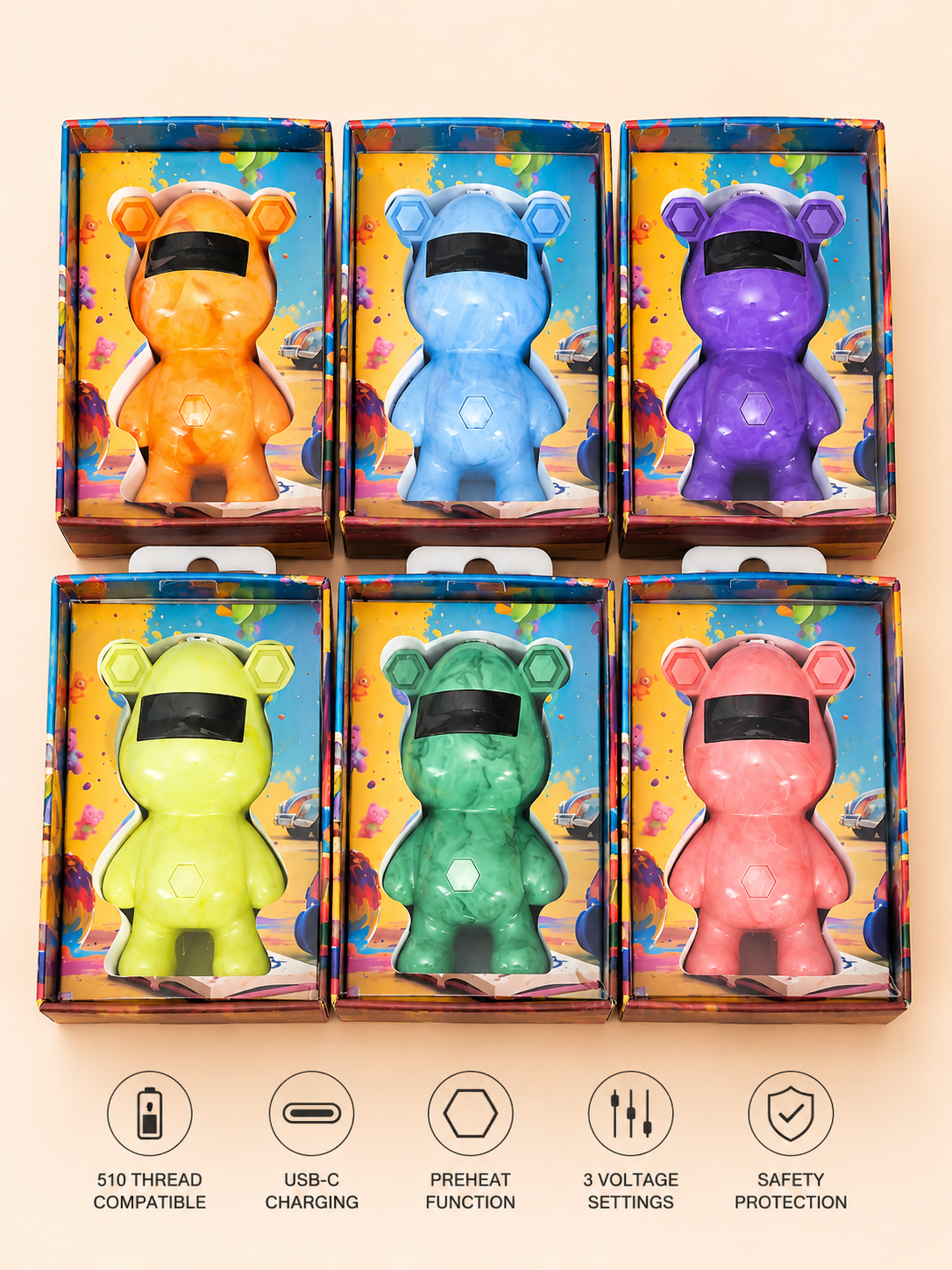Teddy Bear threaded 510 battery